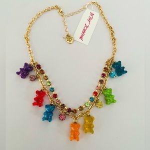 NWT Betsey Johnson Gummy Bear Rainbow Fireball Crystal Necklace
